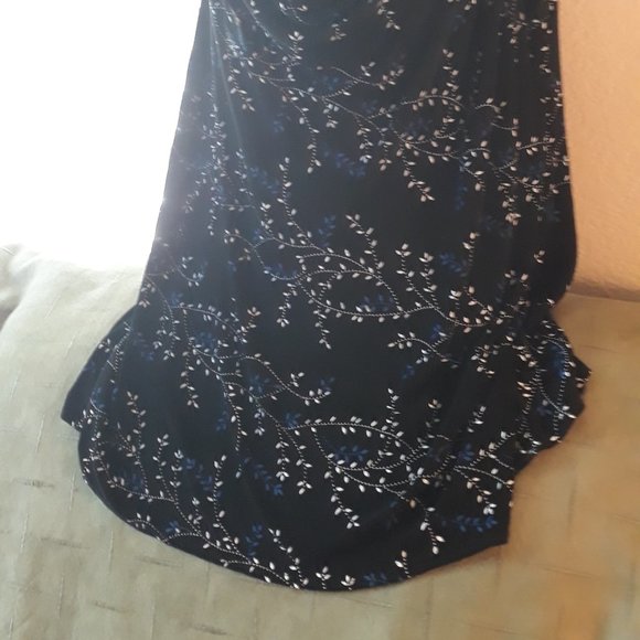 Calison Sleeveless Black &Blue Floral Cowl Neck Blouse Size 2X Plus Size - Picture 2 of 5